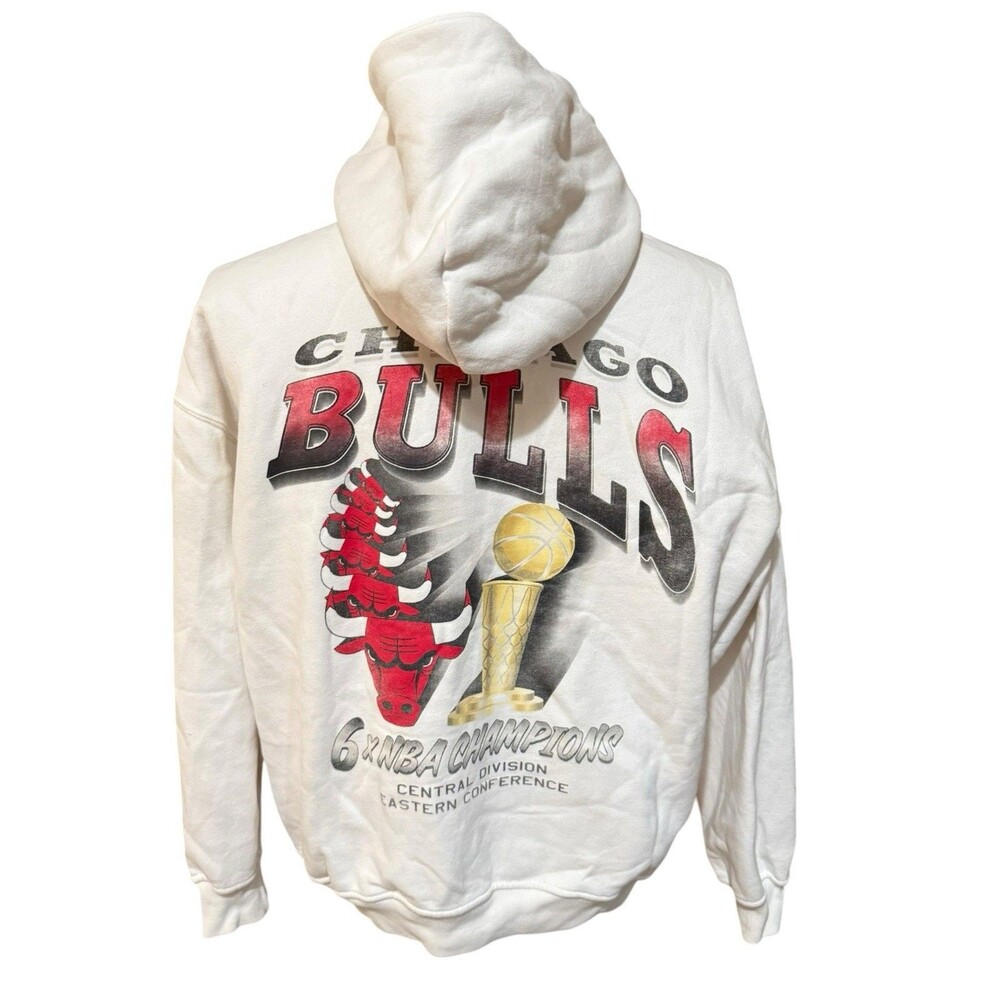 Chicago Bulls Abercrombie & fitch Mens S NBA Graphic Popover Hoodie White